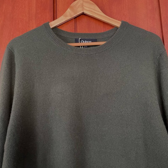 Quince 100% Mongolian Cashmere Crewneck Sweater Olive Green Size Large NEW - Picture 3 of 9